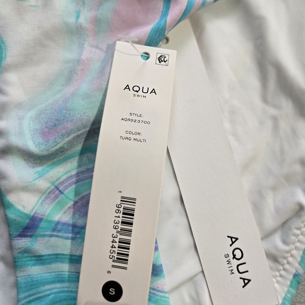 Aqua Women's Swirl Print Basic Bikini Bottom Small - Picture 5 of 7